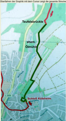 Überfahren der Graphik mit dem Cursor zeigt die gesamte Strecke Teufelsbrückle ehem.  Ölmühlr