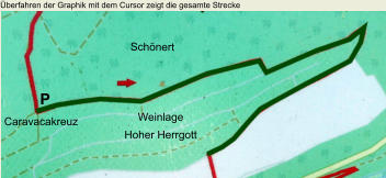 Überfahren der Graphik mit dem Cursor zeigt die gesamte Strecke Schönert Caravacakreuz Weinlage  Hoher Herrgott P